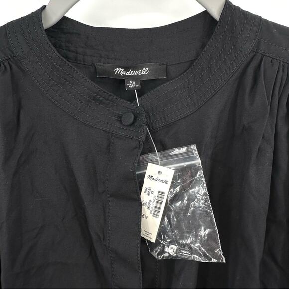 Madewell Flutter Sleeve Button-Front Mini Dress in Poplin in black Size XS - Picture 4 of 10